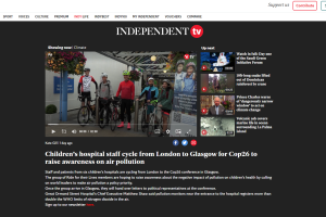 Children’s hospital staff cycle from London to Glasgow for Cop26 to raise awareness on air pollution