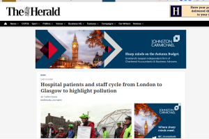Hospital patients and staff cycle from London to Glasgow to highlight pollution